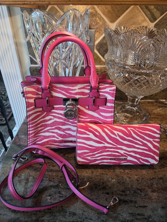 Michael Kors Handbags - Michael Kors Hot Pink Zebra Print Calf Hair Mini Satchel with Wristlet